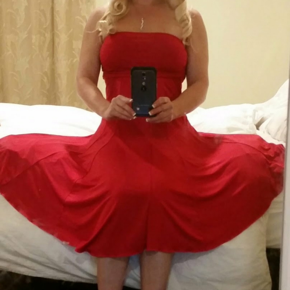 Beautiful halter red silky dress